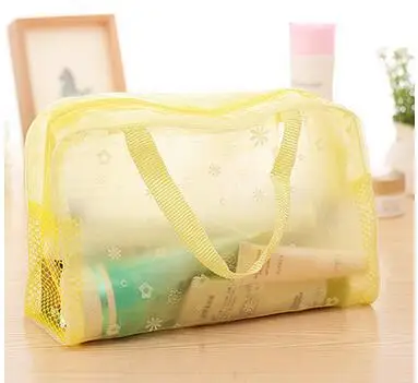 ETya модная косметичка из ПВХ, Цветочная прозрачная косметичка, косметичка для туалетных принадлежностей, косметичка, сумка для путешествий, несессер, Органайзер - Цвет: Цвет: желтый