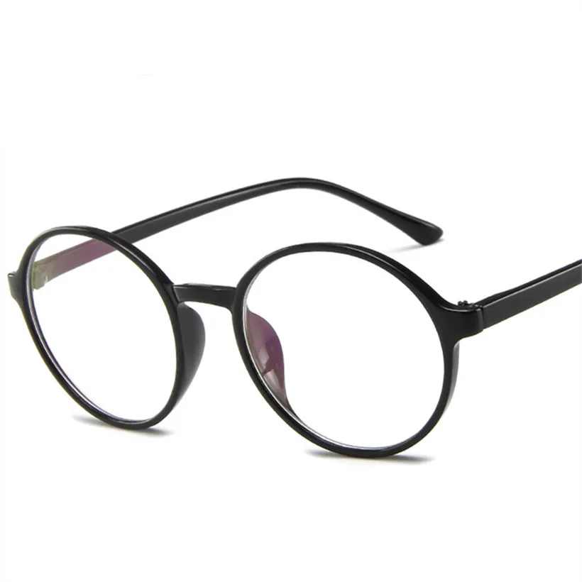 UVLAIK, Модные прозрачные круглые очки, оправа для женщин, очки для мужчин, оправа для очков, ботан, оптическая оправа, прозрачные линзы - Цвет оправы: BLACK