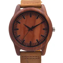 2016 Newest Watch for Men Wooden Fashion Watches With Genuine Leather Straps Round New Year Gifts