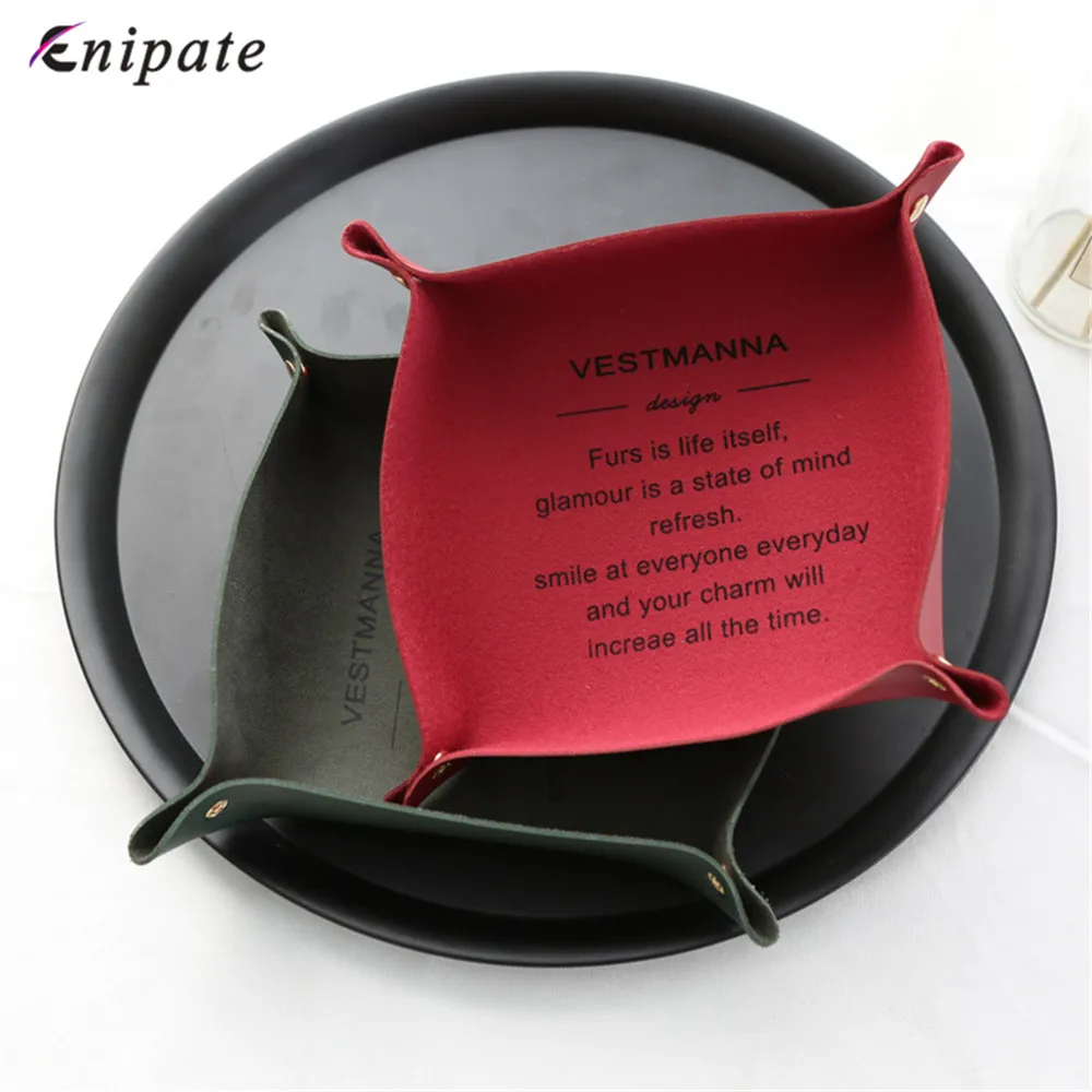 

Enipate Nordic Style PU Leather Trays Red Grey Foldable Dice Tray Table Games Desktop Storage Box Tray Desk Decorative