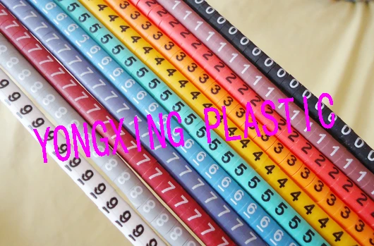 

1000pcs/lot freeshipping EC-1 2.5mm2 cable marker 0-9 10 different number colorful mixed