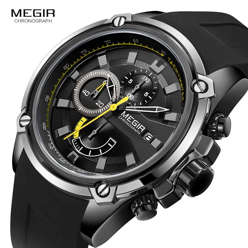 MEGIR Dell'esercito del Quarzo di Sport Orologi per Gli Uomini Della  Cinghia Del Silicone Nero Marina Militare Cronografo Orologio Da Polso per  Uomo Relógios 2086 Nero|Quartz Watches| - AliExpress