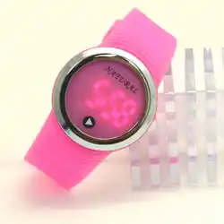 Alexis бренд dw418j PNP Блестящий серебряный корпус часов LED силиконовый розовый группа Для мужчин Для женщин цифровой модный Мода часы