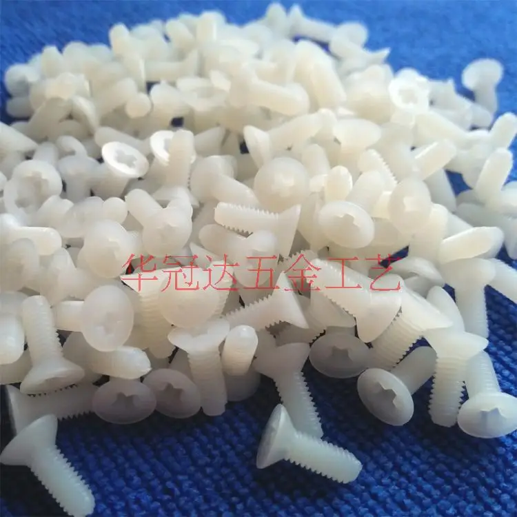 100pcs/lot M3*5 M3*20 plastic nylon white phillips flat head