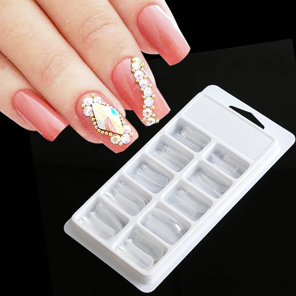 

100pcs Quick Building False Nail Tips Mold Form Dual Extension Full Cover Nail Manicure for UV Builder Poly Gel Decoration JIA23