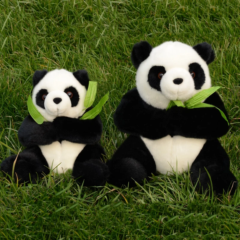 

Plush Simulation Pandas Dolls Stuffed Animal Soft Lovely Panda Hold Bamboo Toys PP Cotton Doll Gifts for Kids Friends