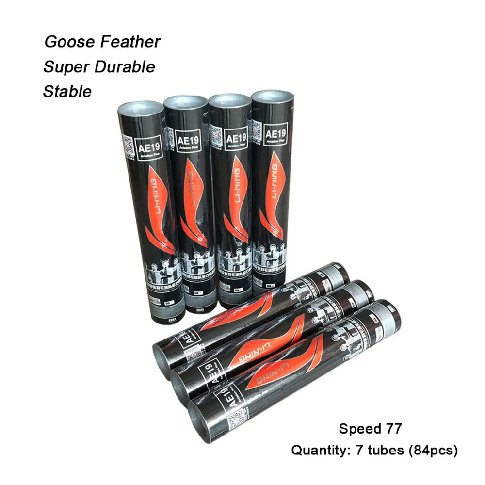 

84pcs/Lot Li Ning AE19 Shuttlecock Super Durable Badminton Goose Feather Stable Battledore Good for Game and Training L437-7OLB