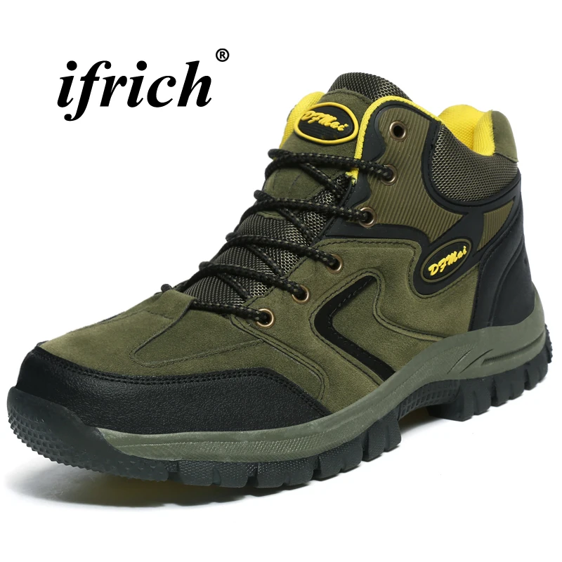

Man Hiking Shoes Plus Size 36-48 Climbing Boots for Men Army Green Brown Camping Boots Winter Rubber Sole Mountain Shoes Man