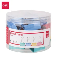 Deli e8552a binder clip 41mm 24 pces/tubo multicolorido clipes de papel arquivo documento pasta escola material de escritório