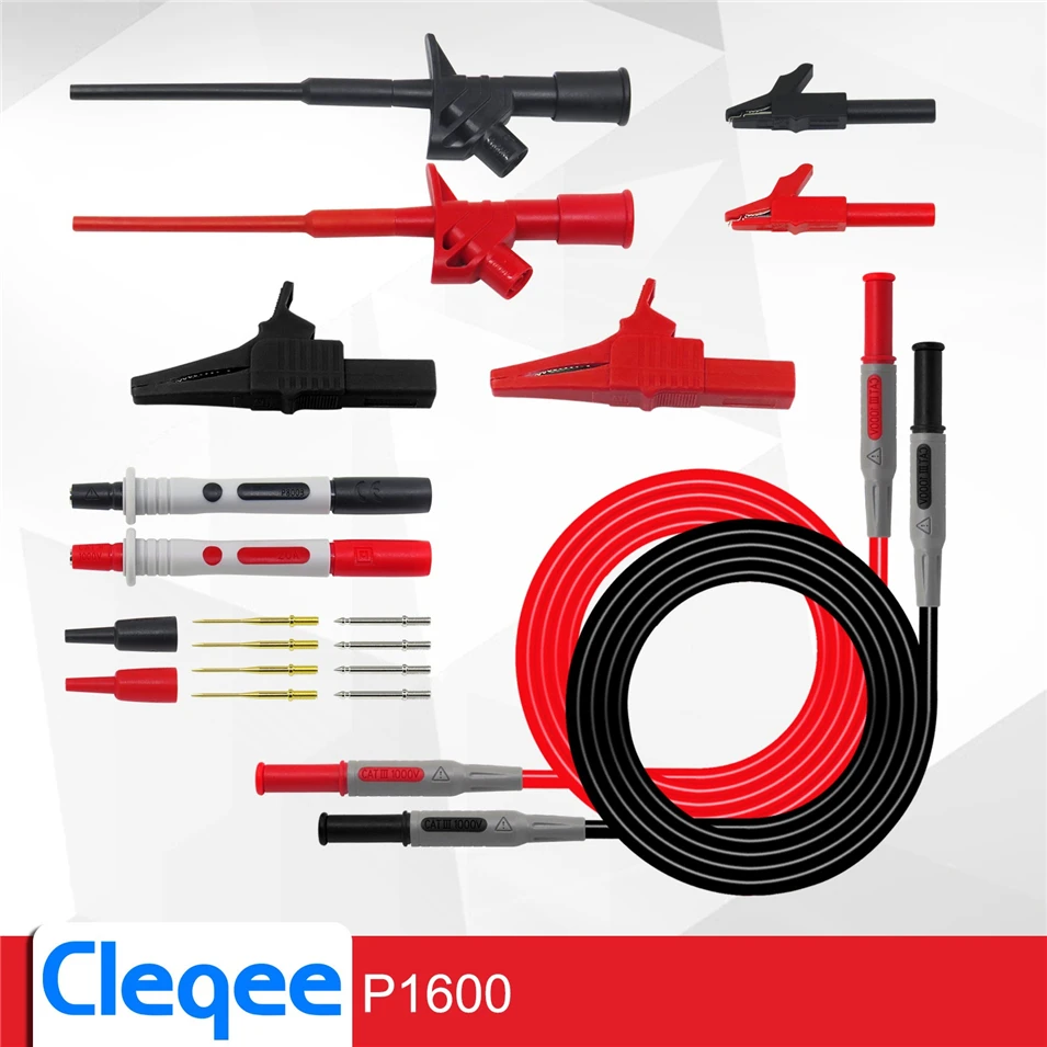 

New Cleqee P1600B 10-in-1 Electronic Specialties Test Lead Kit Automotive Test Probe Kit Multimeter Probe Leads Kit Banana Plug