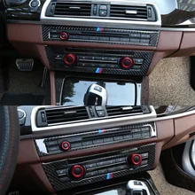 Реальные углеродного волокна центральной консоли Наклейка эмблемы защиты площадку для BMW 5 серии f10 520i 525li 2011