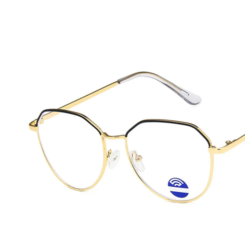 Синий светильник, блокирующие очки для мужчин и женщин, металлическая оправа для очков, анти-синий светильник, оптические компьютерные очки в стиле ретро, lunette de vue - Цвет оправы: gold black