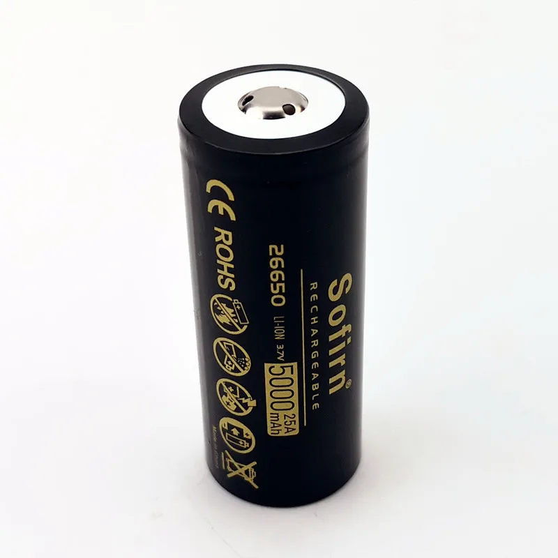 Sofirn Высокая дренажная 26650 батарея 5000mAh 25A разрядная мощность 5C 3,7 V перезаряжаемые батареи Высокая емкость литиевая батарея