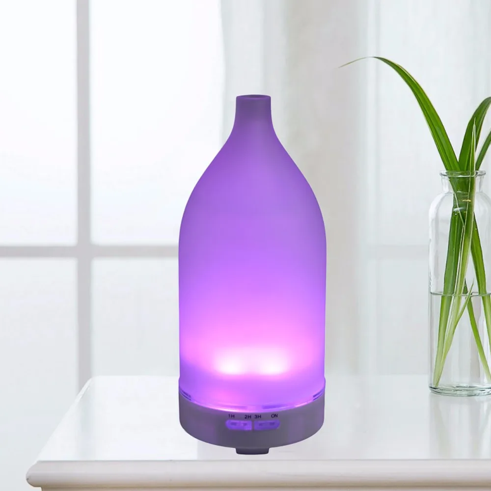 

3D LED Night Light Air Humidifier Glass Vase Shape Aroma Essential Oil Diffuser Mist Maker Ultrasonic fogger 120ml home desk