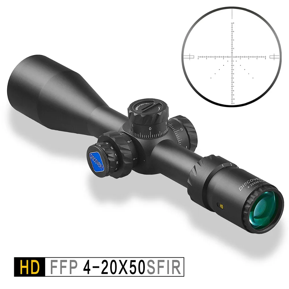 Descoberta de Longa Distância Sfir Primeiro Plano Focal Riflescope Retículo Caça Tiro Tático Visão Óptica Illumin hd 4-20×50 Ffp