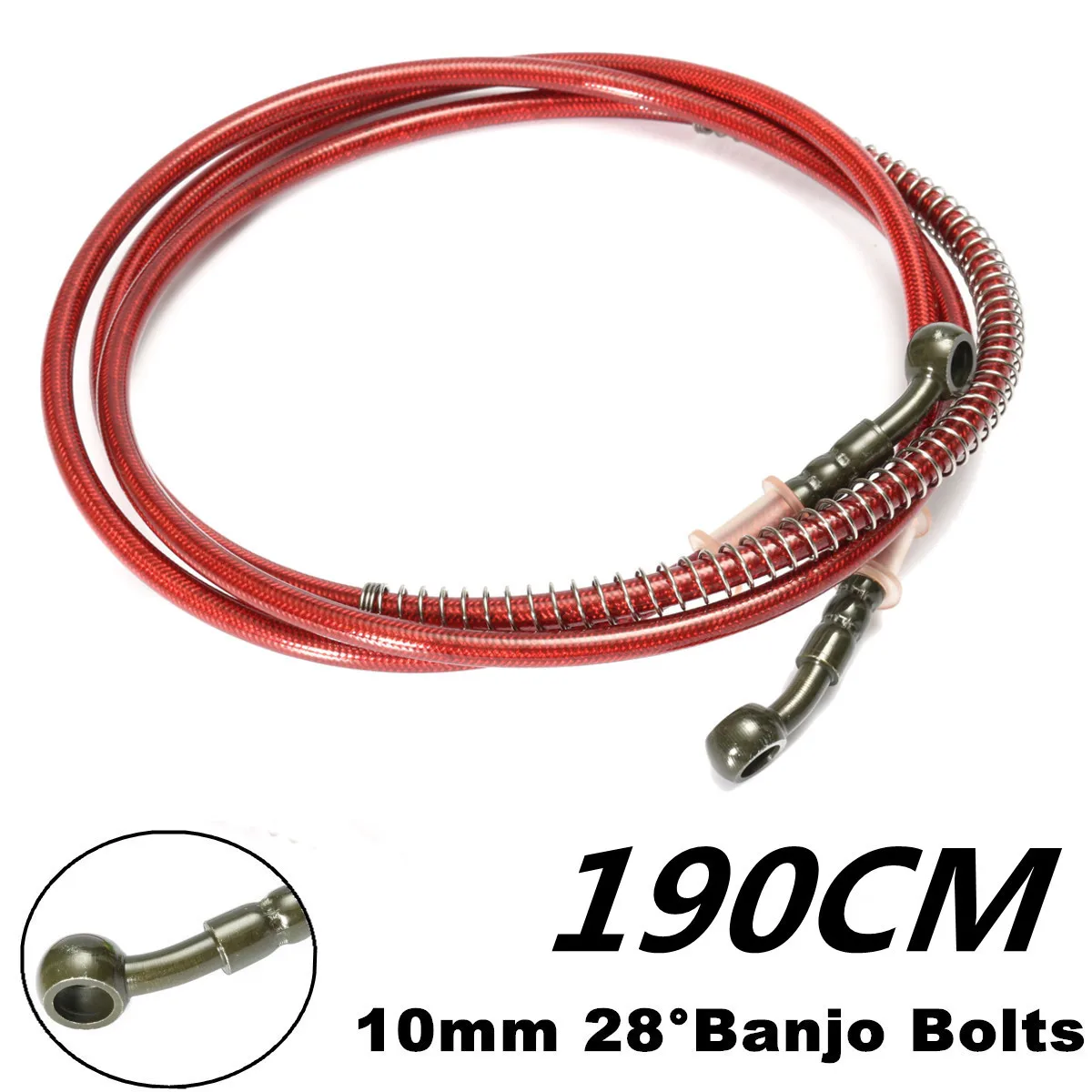 Красный, 50 см-200 см, универсальный, мотоциклетный, оплетенный, тормозной, клатч, Масляный шланг, Трубная трубка, Тормозная трубка, подходит для Yamaha, для Suzuki - Цвет: 190cm