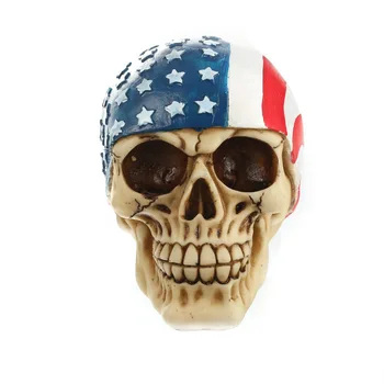 

July 4th American flag Resin Statues Sculpture Decorative Human Skull Replica patriotic Creative Human Head Model Statuette