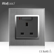 Высокое качество Wallpad 13A UK Стандартный настенный разъем для вилки, роскошная металлическая рамка с переключила гнездо с Светодиодный индикатор мигает розетки