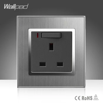 

High Quality Wallpad 13A UK Standard Wall Plug Socket Luxury Metal Frame Switched Socket with LED Indicator Ligth Wall Outlet