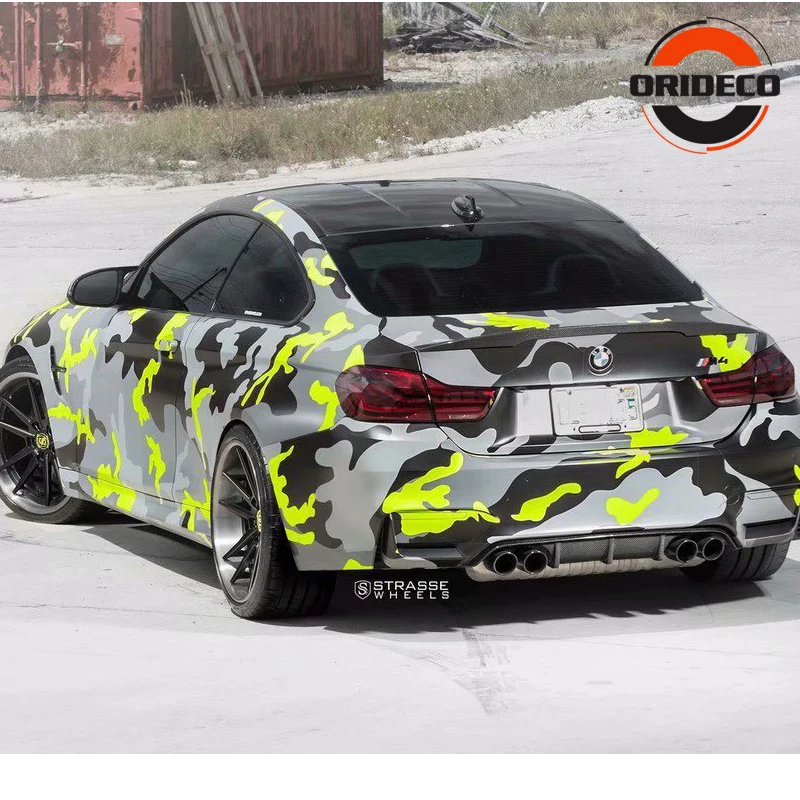 Vinil para Auto Envoltórios do Corpo 25 30 m * 1.52 Amarelo Preto Cinza Camuflagem Folha Vinil Fluorescente Camo Veículo 5 - 10 15 20 13 Cheap Adesivos para carro