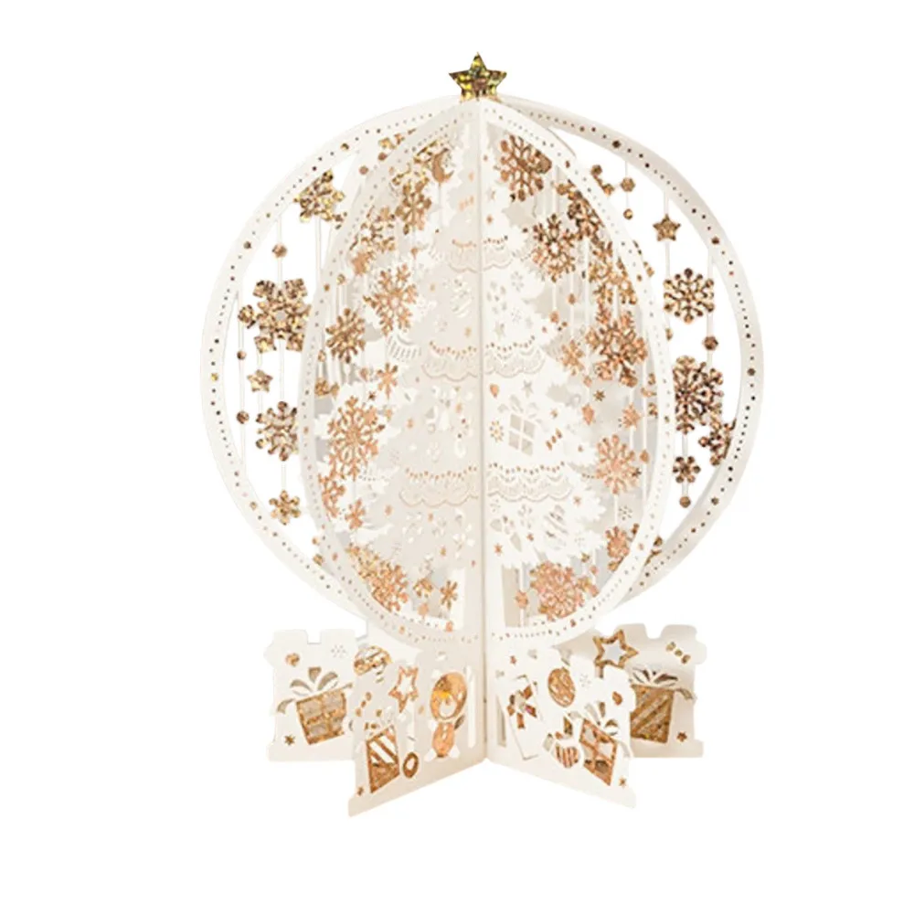 

Bronzing Hollow Christmas Crystal Ball Card Shiny Paper Greeting Cards Festival Gift For Couple Girlfriend enfeites natal