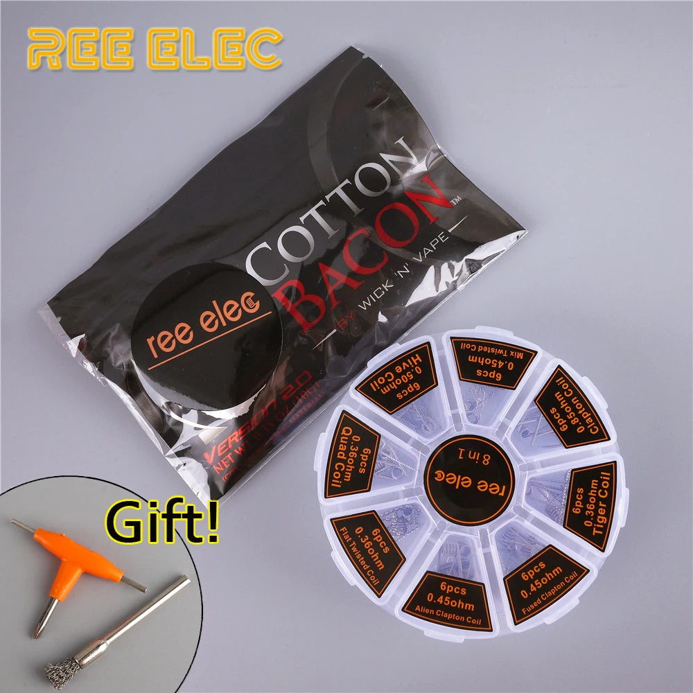8 in 1 Prebuild Coils Kit Cotton Bacon RDA RTA Atomizer Accessories Kit For Electronic Cigarette