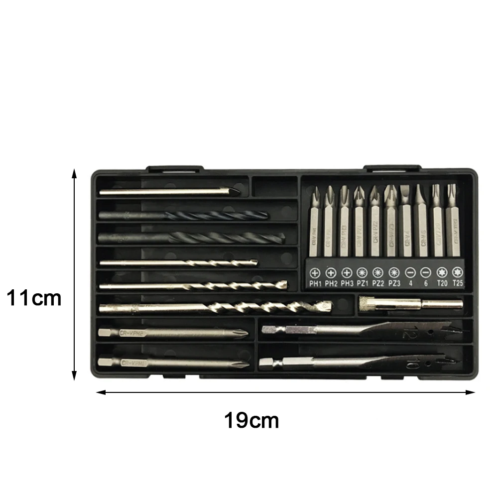 

22PCS Multi-functional Drill Bit Box Set Hardware Tools HSS Screwdriver Twist Drill Bits Tool Set with Storage Box Power Tools