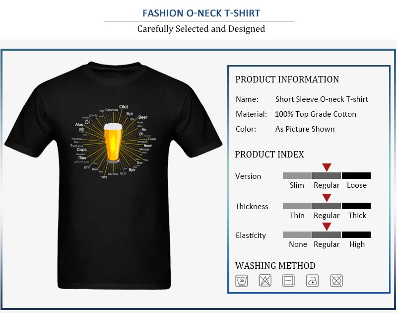 Мужские футболки с круглым вырезом и надписью «пиво на 45 разных языках», хлопковые футболки простого дизайна