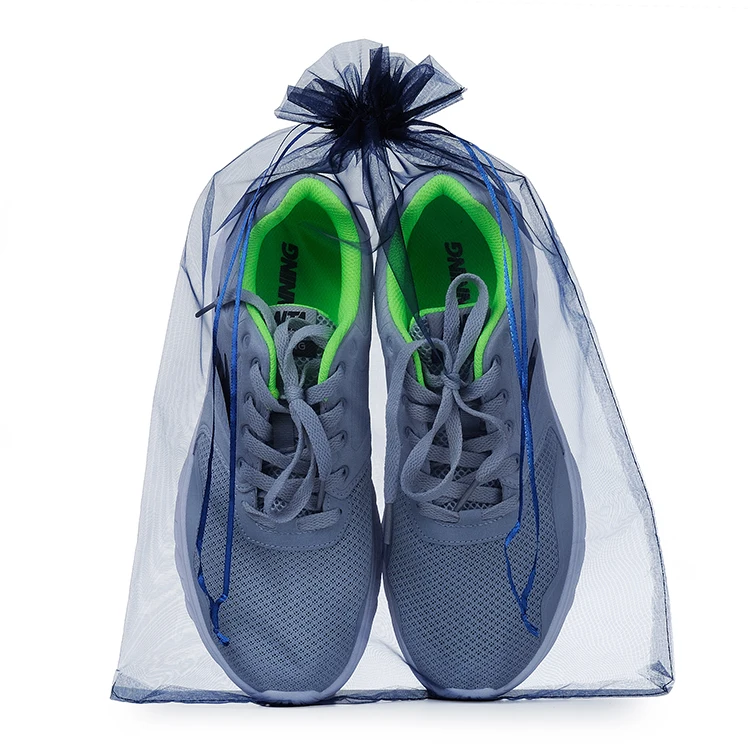 Подарочная сумка с логотипом под заказ 35x50 см, 50 шт./лот, темно-синий цвет, большая сумка для обуви из органзы на шнурке