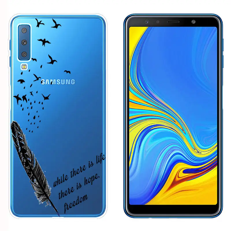 Soft TPU Fundas for Samsung A750 Smart Back Phone Cover for A6 A8 Plus 2018 Galaxy A9 2018 Clear Silicone Case for A520 A7 2018 (45)