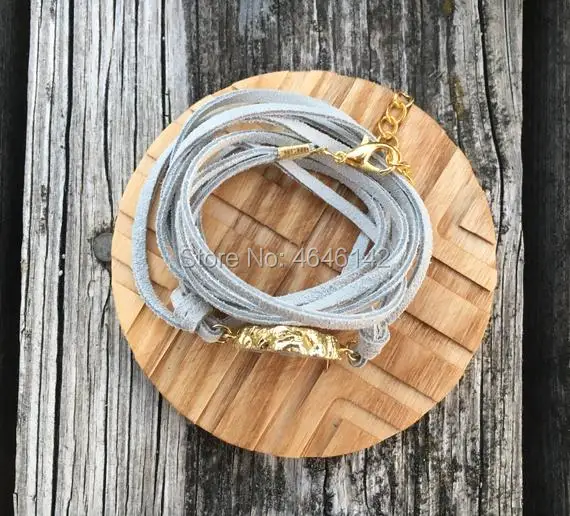 Boho шикарный Druzy Geode обернутый браслет из искусственной замши с большим Geode каменным штабелированным браслетом
