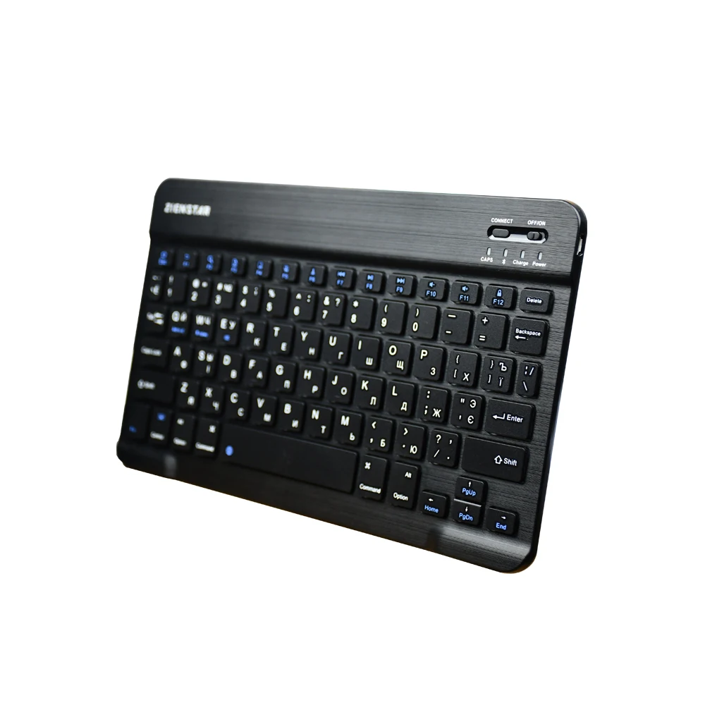 Zienstar русская Беспроводная клавиатура Bluetooth 3,0 для IPAD, MACBOOK, ноутбука, tv BOX компьютера ПК, планшета с перезаряжаемой батареей