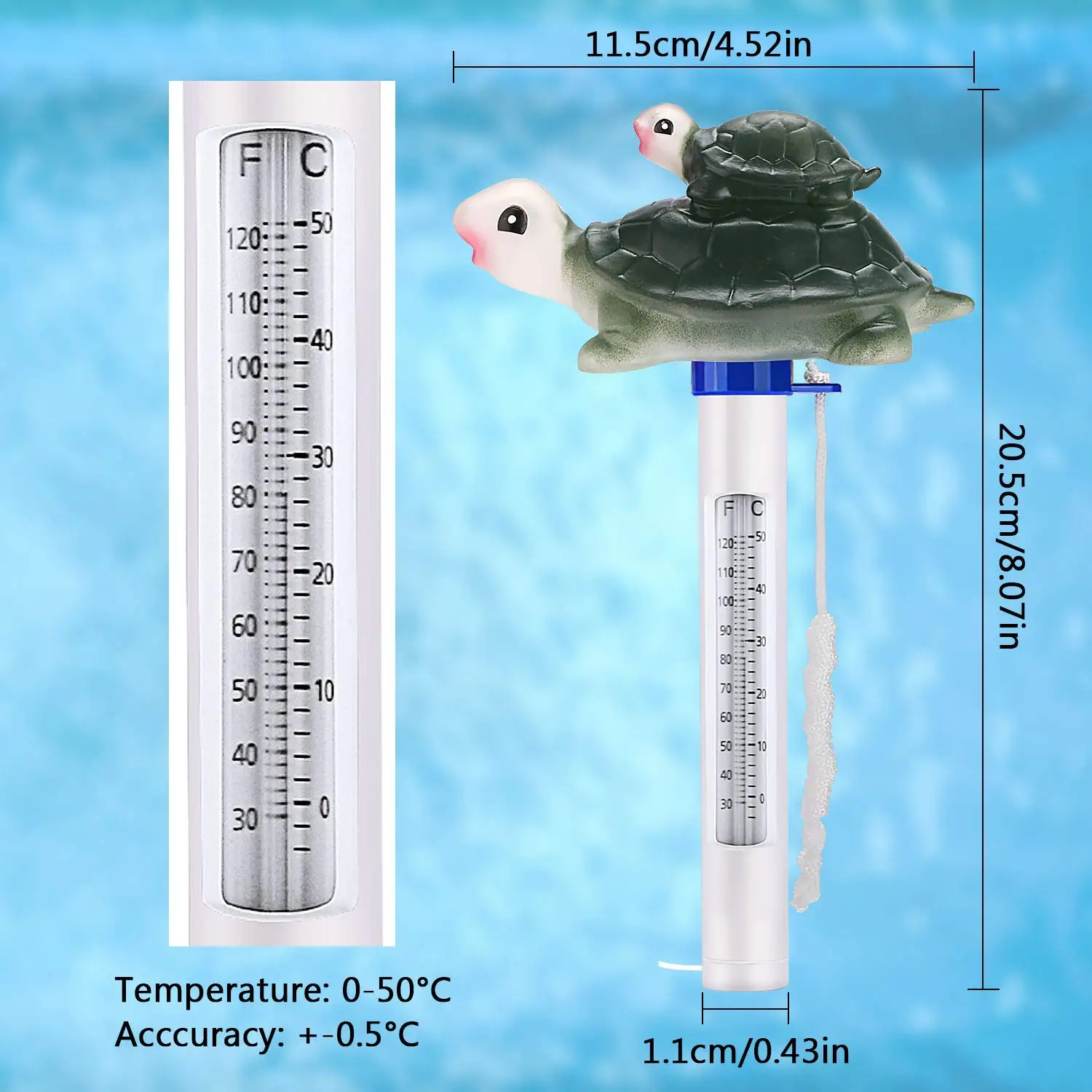 Практичный Прочный Милый ребенок мультфильм животных Крытый Открытый плавающий термометр с веревкой для бассейна товары для дома