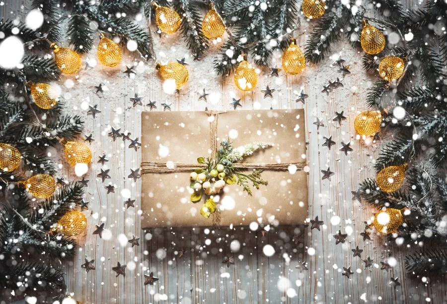 

Laeacco Wooden Board Christmas Light Bokeh Gifts Baby Photography Backgrounds Customized Photographic Backdrop For Photo Studio