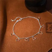 Foot Beach Jewelry Silver Plated with Heart Shaped Dangle Ankle Bracelet Chain Foot Chain for Women Summer Style