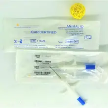 100 шт 1,4*8 мм 134,2 кГц RFID стеклянная бирка для идентификации животных, ПЭТ микрочипы EM4305 со шприцем для отслеживания животных