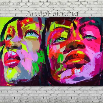 

Palette knife portrait Face Oil painting Character figure canva Hand painted Francoise Nielly wall Art picture 06-10-11f