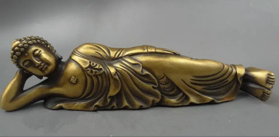 

Chinese Old Tibet Buddhism Bronze Sleep Shakyamuni Buddha Statue