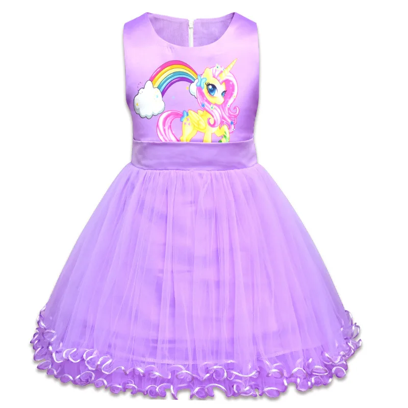 Одежда для маленьких девочек дети карнавал платье с Моаной Vampirina Дети платье принцессы с бантом для девочек свадебные Единорог Детский костюм для вечеринок - Цвет: C purple