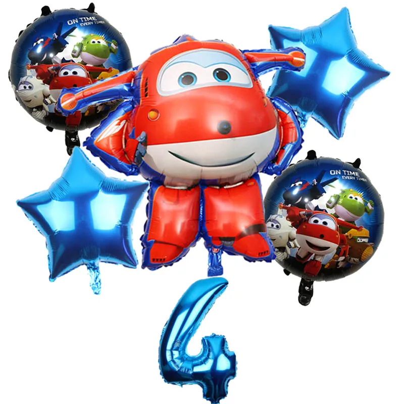 6 шт 3D супер воздушный шар с крыльями Джетта воздушные шары с рисунками героев из мультфильма «Супер Крылья», игрушки День рождения 32 дюймов номер украшения Детские игрушки шарики принадлежности
