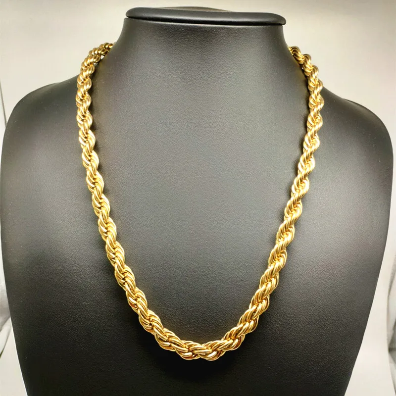 

2019 Men Gold/ Silver Stainless Steel Rope Chain Necklace Thick Chain Necklace Dtopshipping/ Wholesale