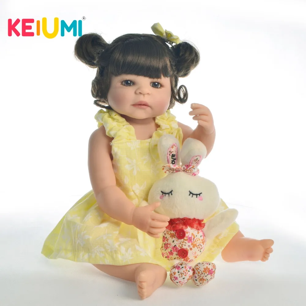 

KEIUMI 22 Inch 55 cm Reborn Baby Girl Full Silicone Body Reborn Dolls Realistic like Kids Playmate Baby Toys For Birthday Gifts