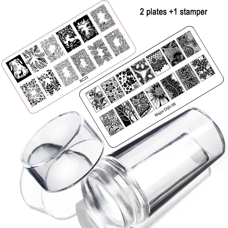 

3pcs/set Summer Series Nail Stamping Plates Set with Stamper Scrapper Lace Flower Animal Nail Art Image Plate Kit