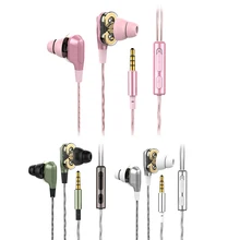 8 мм двойной драйвер блок гарнитура с супер басами гарнитура наушники с микрофона Стерео HIFI наушники для iphone Android телефон