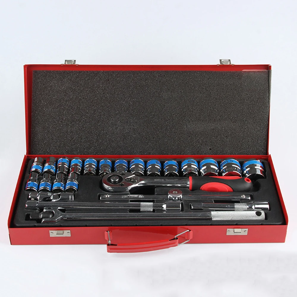 

24pcs Tool Set Hand Tools for Car Repair Ratchet Spanner Wrench Set Socket Set Mechanic Tools