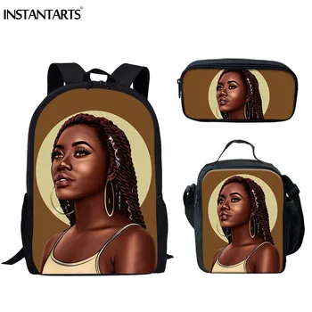 

INSTANTARTS School Bags Colorful Art African Girl Design Book Backpack Beautiful Teens Travel Knapsack College Rucksacks Mochila