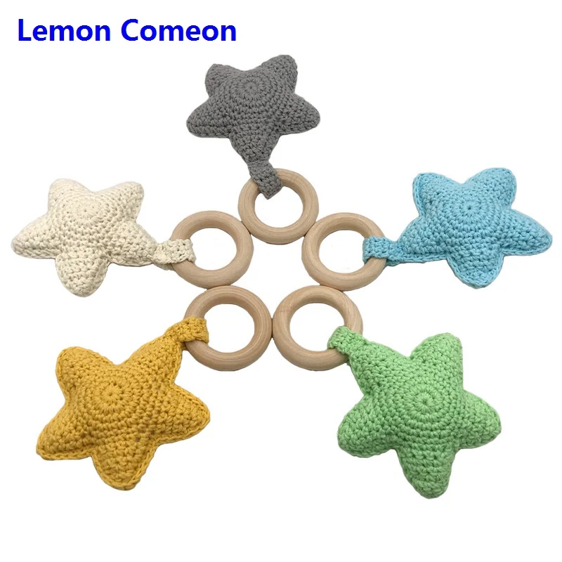 

Baby Teether Star Teether Handmade Wooden Teething Ring Bracelet Newborn Sensory Toy Shower Gift Baby Chew Toys Houten Bijtring