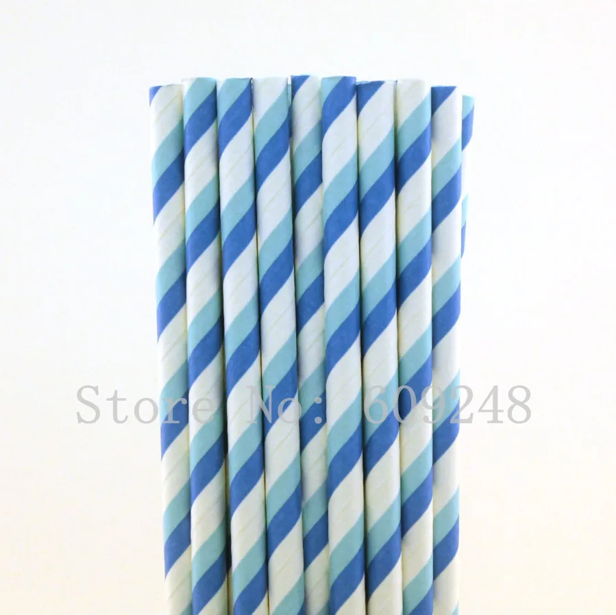 Pailles En Papier Rayees Bleu Royal Bleu Clair Pailles A Boire Batonnets De Gateau Pop Pailles De Pot Macon Fete Prenatale Anniversaire 100 Pieces Aliexpress