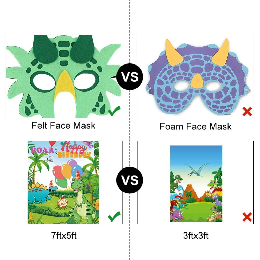 OurWarm 5 шт. фетровая маска динозавра для лица тематические товары для дня рождения Вечерние Маски динозавра для девочек подарок для детей