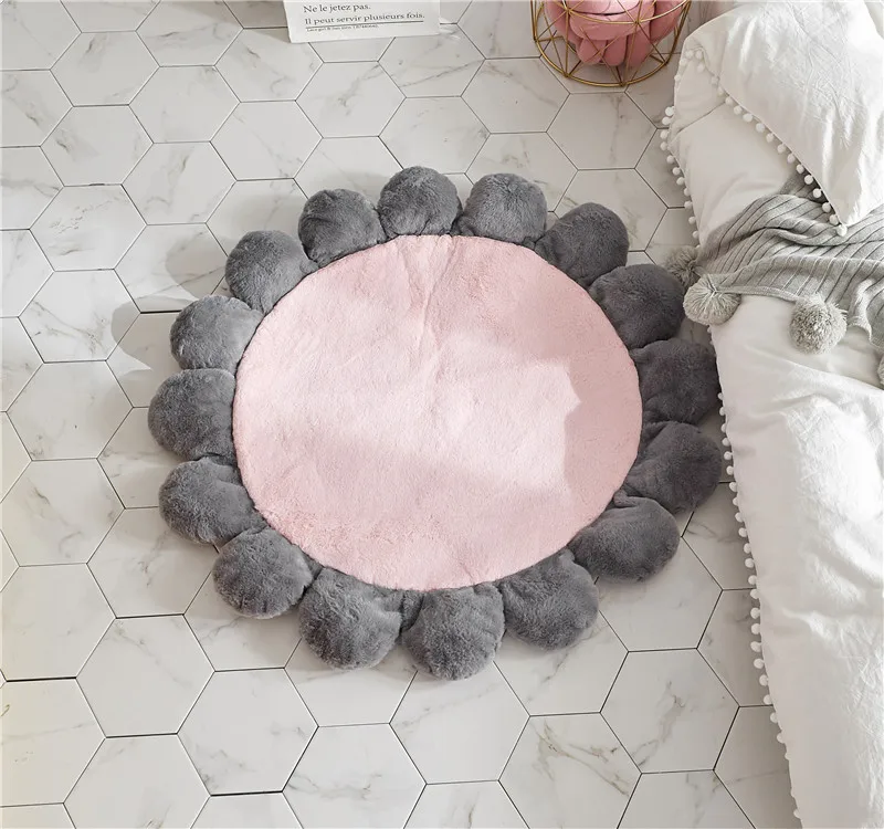 Детский коврик с круглым цветком, детский игровой коврик, коврик для ползания, ковер для пола Комнаты, декоративная подушка для дома, аксессуары для фотографии для детей - Цвет: Pink small